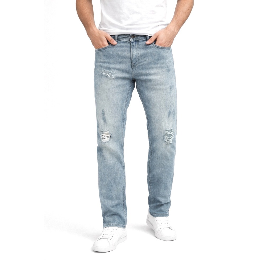 Buffalo David Bitton Max x Skinny Stretch Jeans 38x32 Light Wash Ripped 99-40